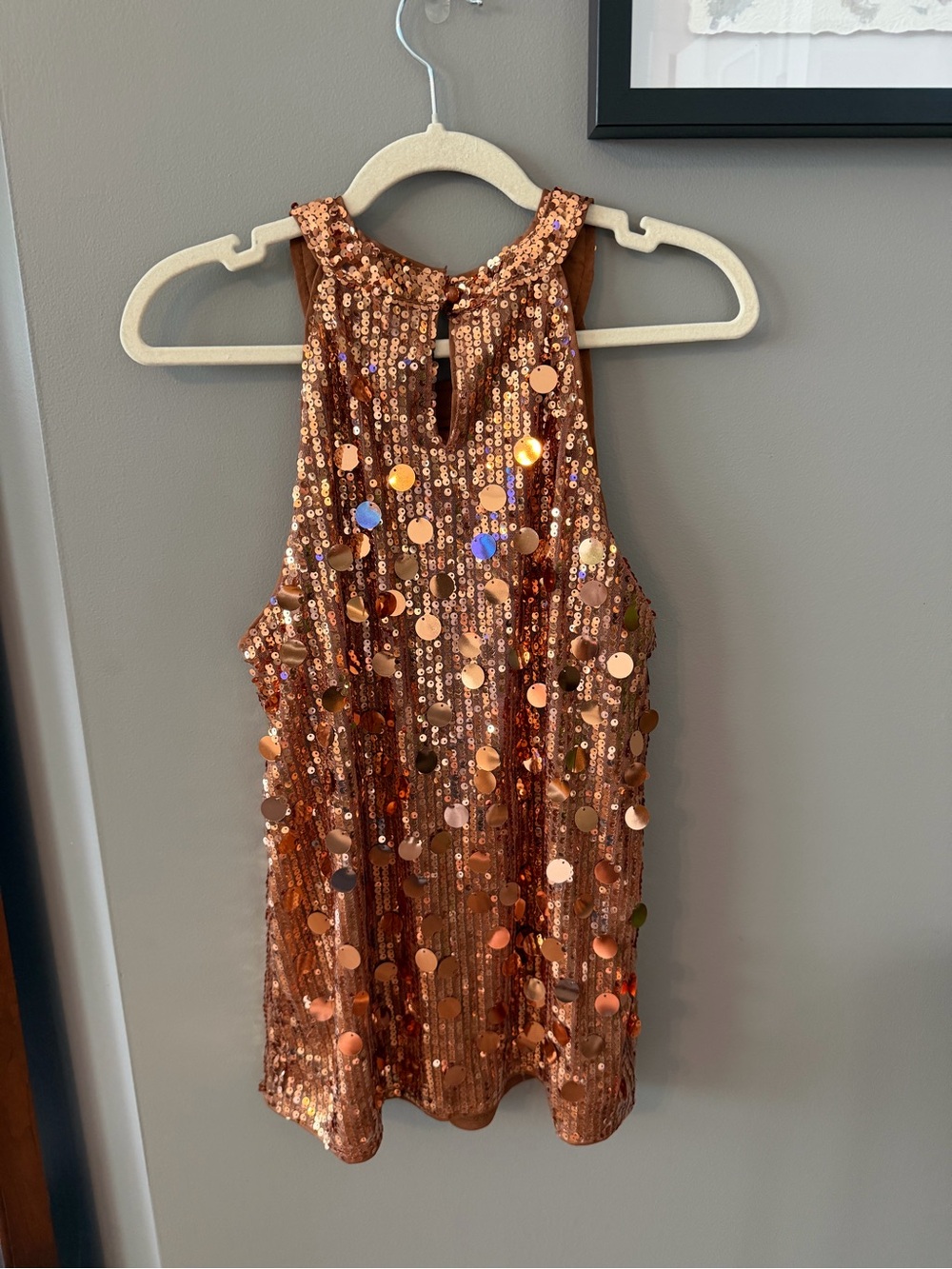 Grace Karin Copper Sequin Halter Top. Medium - Picture 2 of 8